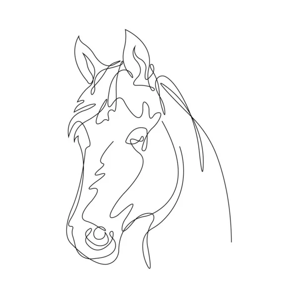 Cabeça Cavalo Desenhado Com Uma Linha Sólida Estilo Minimalista Design — Vetor de Stock