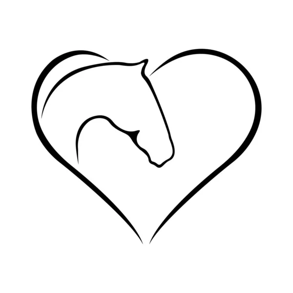 Caballo Negro Forma Corazón Concepto Amor Animal Diseño Adecuado Para — Vector de stock