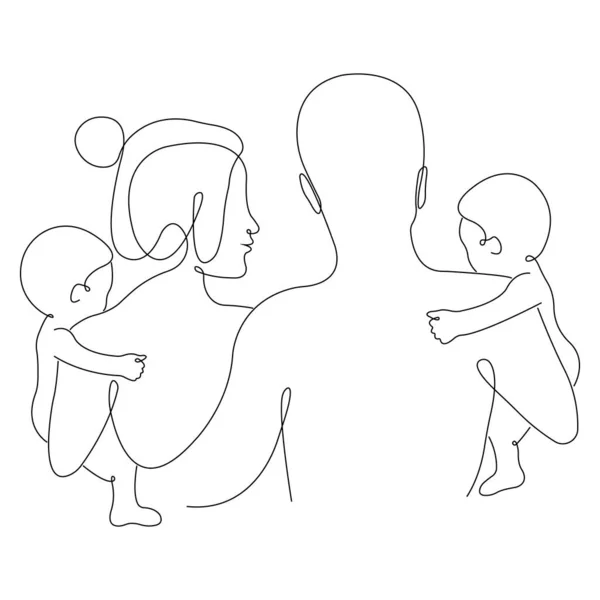 家族のアイデンティティ 父と母は彼らの腕の中で子供を保持します 家庭愛と幸福の概念です 家族計画センター 母親と子供のクリニックのロゴ タトゥー ポスター バナーのためのデザイン ベクトル — ストックベクタ
