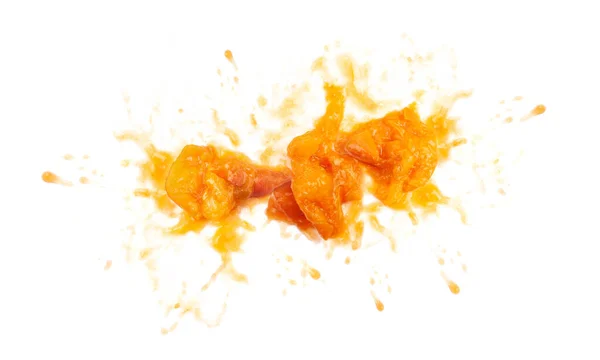 Squashed Ripe Apricot Isolated White — Stock Photo, Image