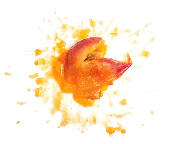 Squashed Ripe Apricot Isolated White — Stock Photo, Image