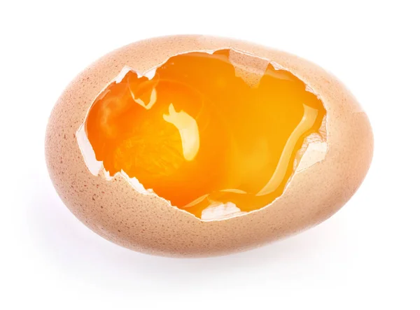 Tuorlo Uovo Nel Guscio Isolato Sfondo Bianco — Foto Stock