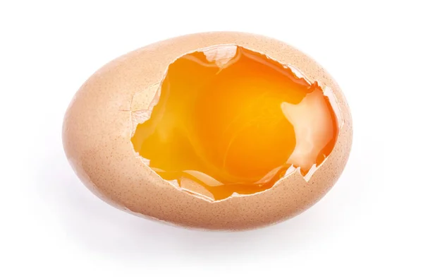 Tuorlo Uovo Nel Guscio Isolato Sfondo Bianco — Foto Stock