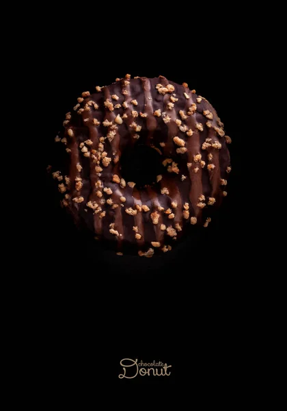 Σοκολάτα Ντόνατς Σκούρο Φόντο Κορυφαία Προβολή Εικόνα Αρχείου