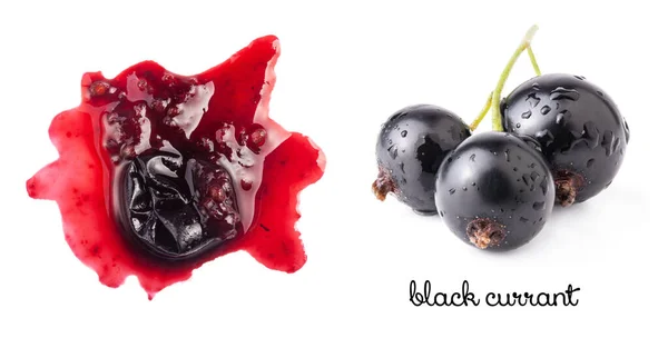 Smashed Black Currant Berries Isolated White Background — Stock Photo, Image