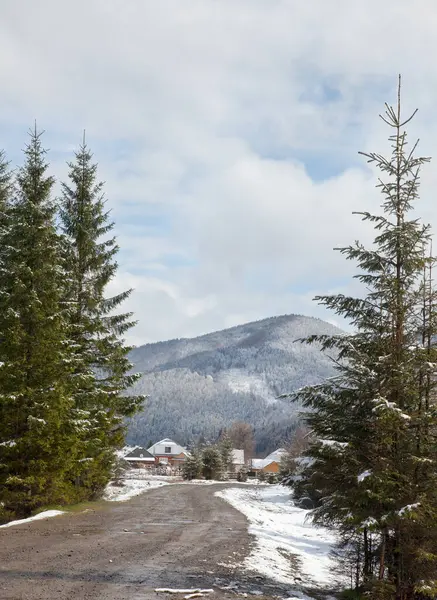   Karpatya köyü bahar karıyla buluşuyor: karla kaplı çatılar