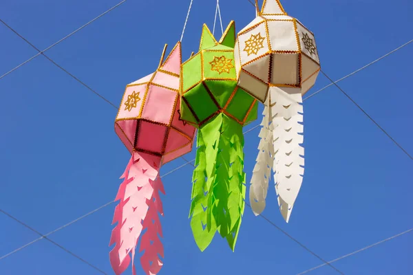 stock image colorful hanging lanterns lighting in loy krathong and new year festival at northern of thailand