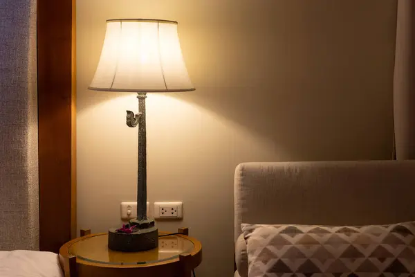 table lamp on bedside in the bedroom