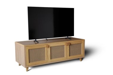 Televizyon ve Çağdaş Mobilya beyaz arkaplanda izole