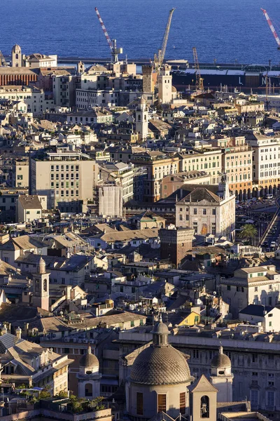 Stad Genua Panoramisch Uitzicht Het Centrum Stockafbeelding