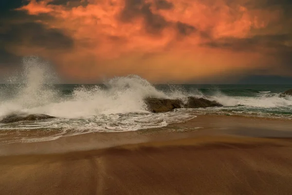 Belo Pôr Sol Sobre Oceano Índico Sri Lanka — Fotografia de Stock