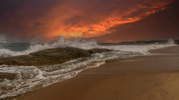 Vacker Solnedgång Över Indiska Oceanen Sri Lanka — Stockfoto
