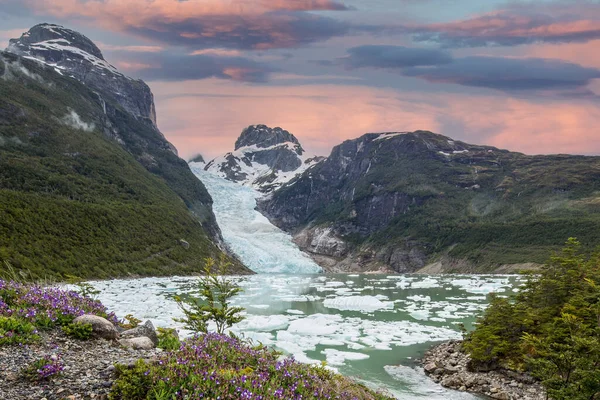 美丽的风景 巴塔哥尼亚山脉 冰川湖 森林和瀑布 阿根廷 — 图库照片