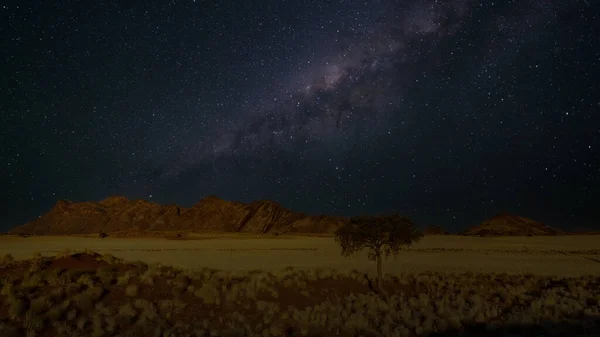 stock image Namibian desert with the milky way in the background