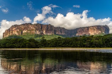 Venezuela 'daki Canaima Ulusal Parkı Dağları ve Kanyonlarının Manzarası