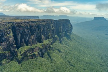 Venezuela 'daki Canaima Ulusal Parkı Dağları ve Kanyonlarının Manzarası