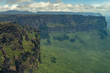 Venezuela 'daki Canaima Ulusal Parkı Dağları ve Kanyonlarının Manzarası