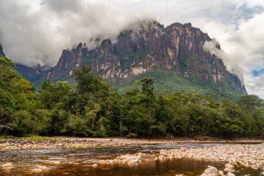 Venezuela 'daki Canaima Ulusal Parkı Dağları ve Kanyonlarının Manzarası