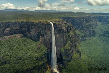 Angel Falls is a waterfall in Canaima National Park in Venezuela. It is the world's highest uninterrupted waterfall. clipart