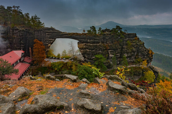 Mountains in Bohemian Switzerland. Pravcicka Gate, Czech Republic