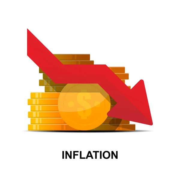 Inflační Ikona Ekonomická Krize Ztráta Inflačních Investic Izolovaná Bílém Pozadí — Stockový vektor