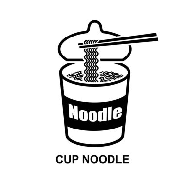 Arkaplan vektör illüstrasyonunda izole edilmiş kupa noodle simgesi.