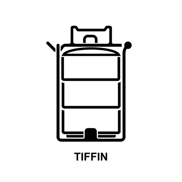 Ícone Tiffin Metal Tiffin Thai Food Carrier Isolado Ilustração Vetorial — Vetor de Stock