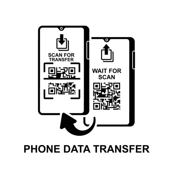 Ikona Přenosu Telefonních Dat Smartphone Scan Kód Pro Přenos Dat — Stockový vektor