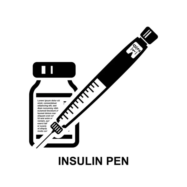 Значок Инсулиновой Ручки Шприц Инсулиновой Ручкой Вирус Инсулина Выделены Фоне — стоковый вектор