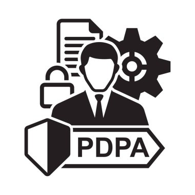 PDPA Simgesi. Kişisel Veri Koruma Yasası arka plan vektör ilülasyonunda izole edildi.