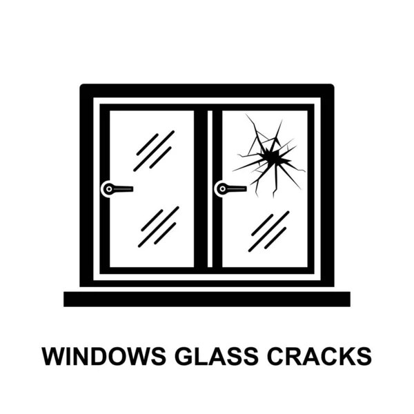 窗户玻璃裂缝图标 基于背景矢量图解的带裂纹破碎玻璃 — 图库矢量图片