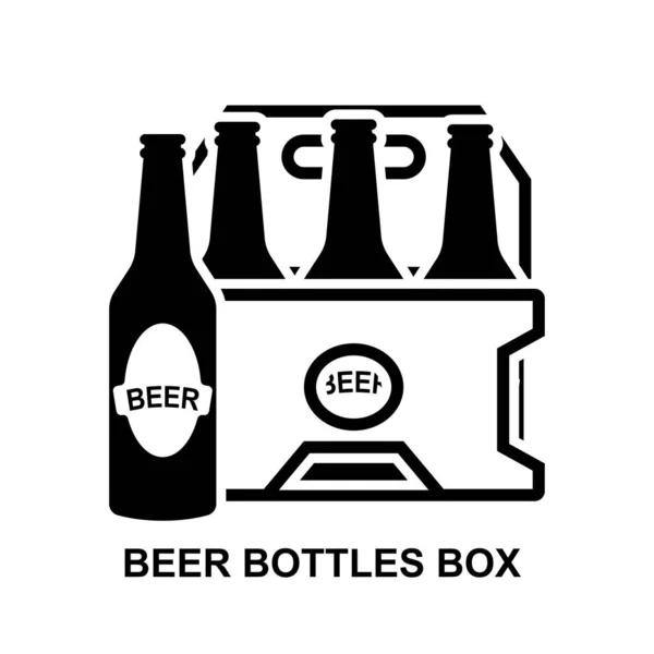 Ícone Caixa Garrafas Cerveja Isolado Ilustração Vetorial Fundo — Vetor de Stock