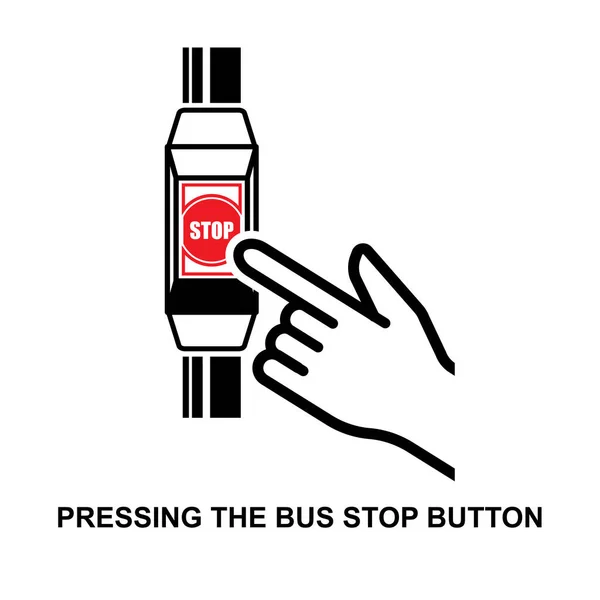 Нажатие Значка Кнопки Остановки Автобуса Фоновом Векторном Рисунке — стоковый вектор