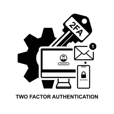 Two factor authentication icon. 2FA icon.Two factor verification via laptop and phone isolated on white background vector illustration.