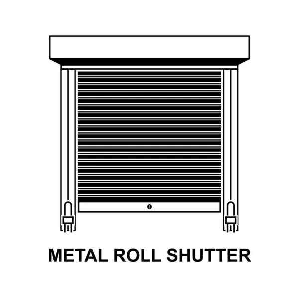 Ícone Porta Obturador Rolo Metal Isolado Ilustração Vetor Fundo Branco — Vetor de Stock