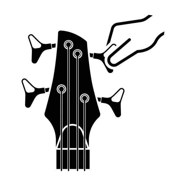 Hand Tuning Guitar Bass Tuning Icon Isolated Background Vector Illustration — Stock Vector