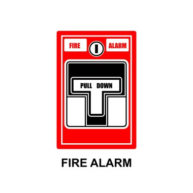 Yangın alarmı. Yangın ekipmanları arka plan vektör illüstrasyonunda izole edildi.