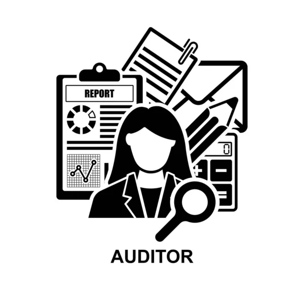 Auditor Icon Auditor Afaceri Inspector Examinator Controler Izolat Fundal Vector — Vector de stoc