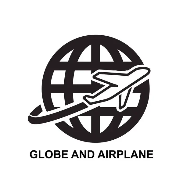 Globus Und Flugzeug Symbol Isoliert Auf Hintergrundvektorillustration — Stockvektor