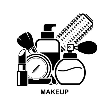 Makyaj simgesi arka plan vektör illüstrasyonunda izole edildi.