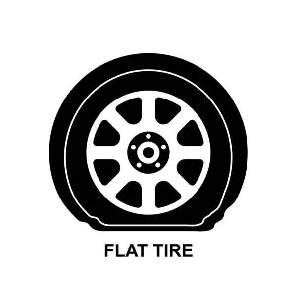 Flat Tire Icon Isolated Background Vector Illustration — Stock Vector