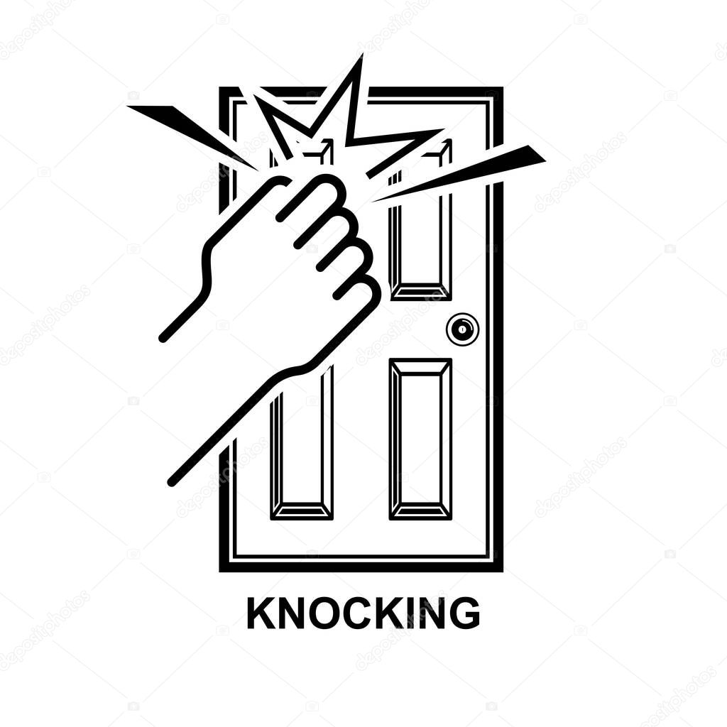 Knocker icon. Hand knocking on the door  isolated on background vector illustration.