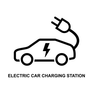 Elektrik araba şarj istasyonu simgesi arkaplan vektör illüstrasyonunda izole edildi.