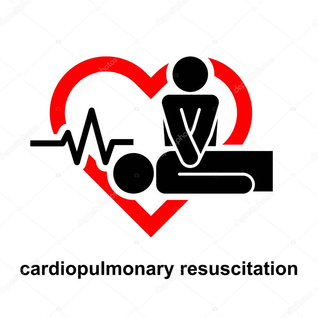 Cardiopulmonary resuscitation, CPR icon isolated on white background vector illustration.