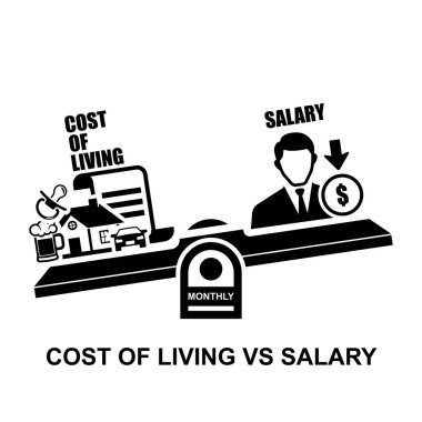 Arkaplan vektör illüstrasyonunda izole edilmiş yaşam-maaş kavramı maliyeti