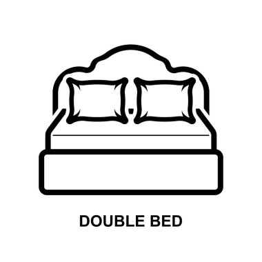 Arka plan vektör çiziminde çift yatak simgesi izole edildi.