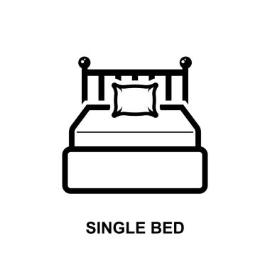 Arka plan vektör resimlemesinde tek yatak simgesi izole edildi.