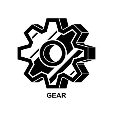 Arkaplan vektör illüstrasyonunda vites simgesi izole edildi.