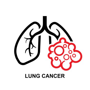 Akciğer kanseri ikonu. Sağlık ve tıbbi konsept arka plan vektör illüstrasyonunda izole edildi