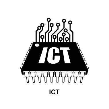 ICT simgesi Arkaplan vektör illüstrasyonunda izole edilmiş siyah buz simgesi.